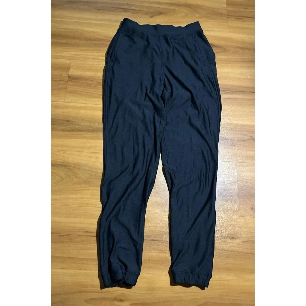 Lululemon Athletica Drawstring Fleece Lined Workout Black Yoga Gym Jogger Pants